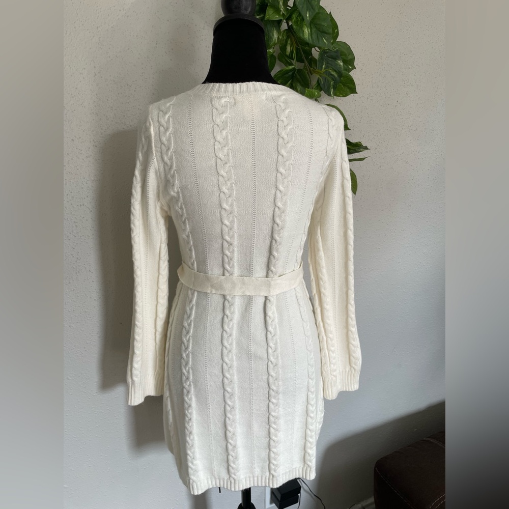 💖Sweet Stolies- Chic Cream Knit Long Sleeve Short Sweater Dress size 12 💫 - Picture 5 of 7